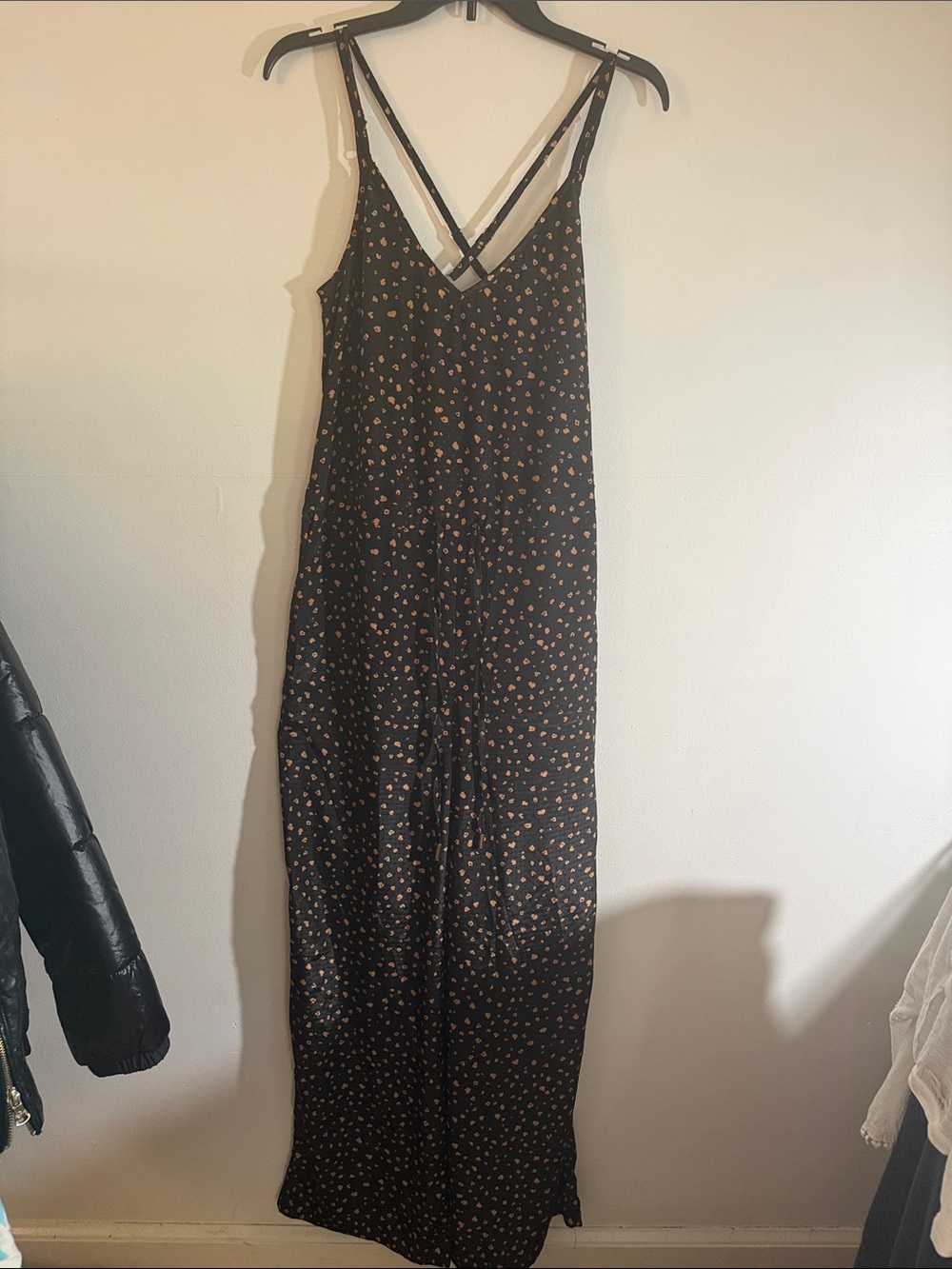 Bishop and young Black and gold cheetah print Slip Jumpsuit